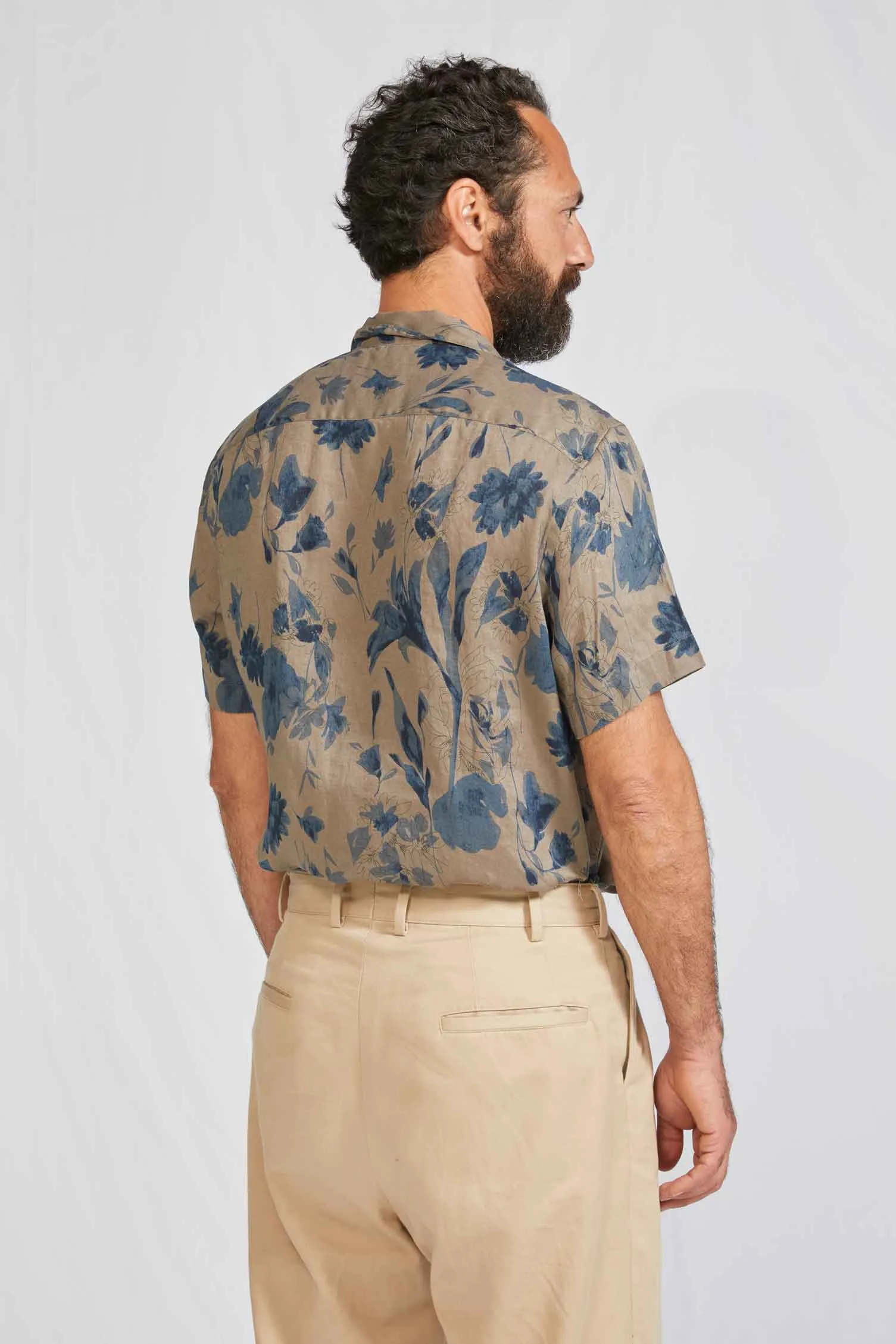 CAMP COLLAR hundred linen dark print 3146