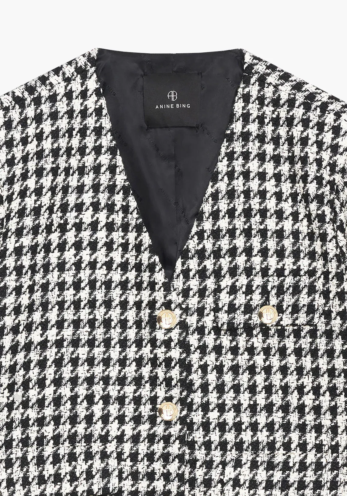 CARA JACKET CREAM AND BLACK HOUNDSTOOTH