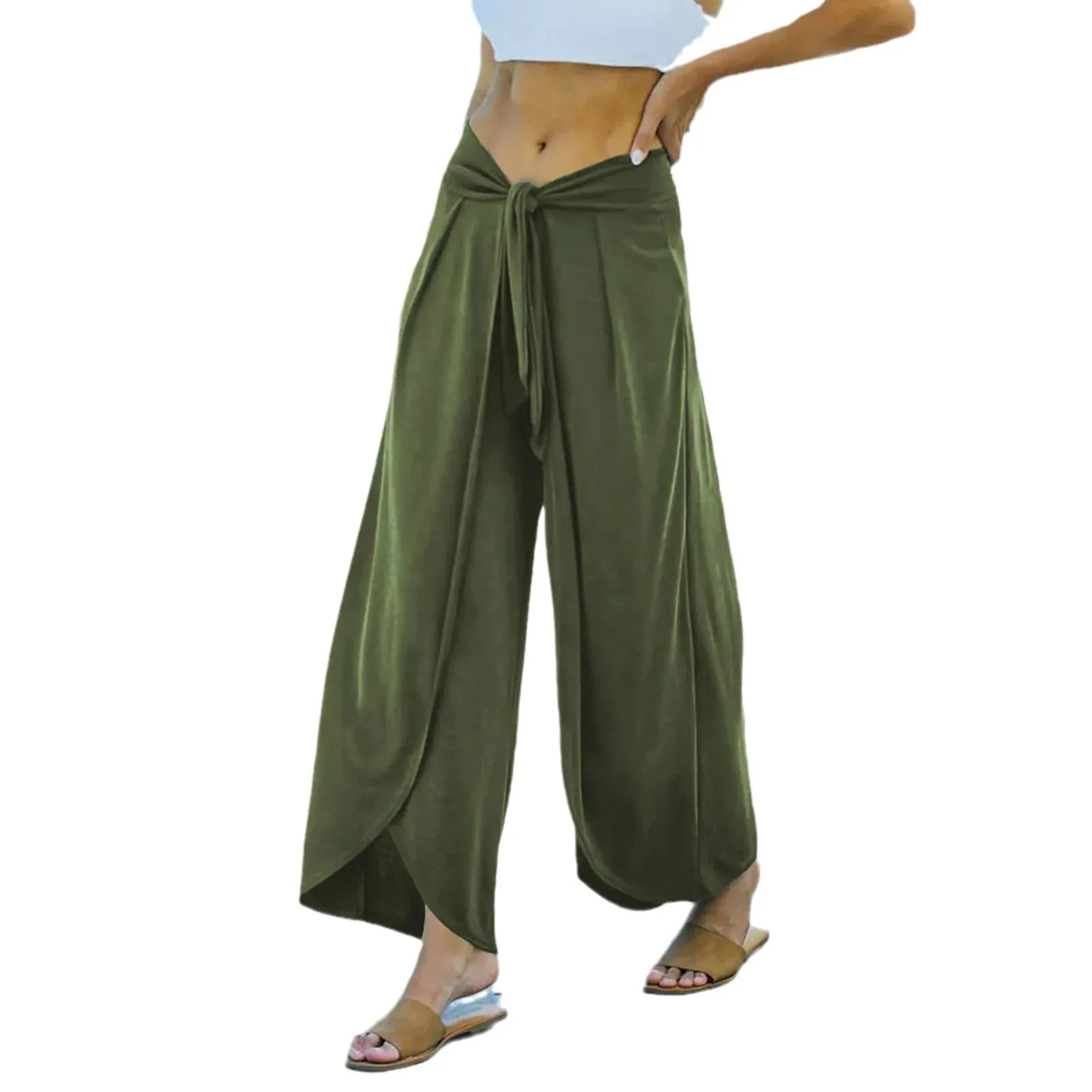 Casual Harem Pants Women - High Waist, Solid, Loose Fit | All Season Blended Polyester | Full Length | Drawstring Closure | Pleated Detail