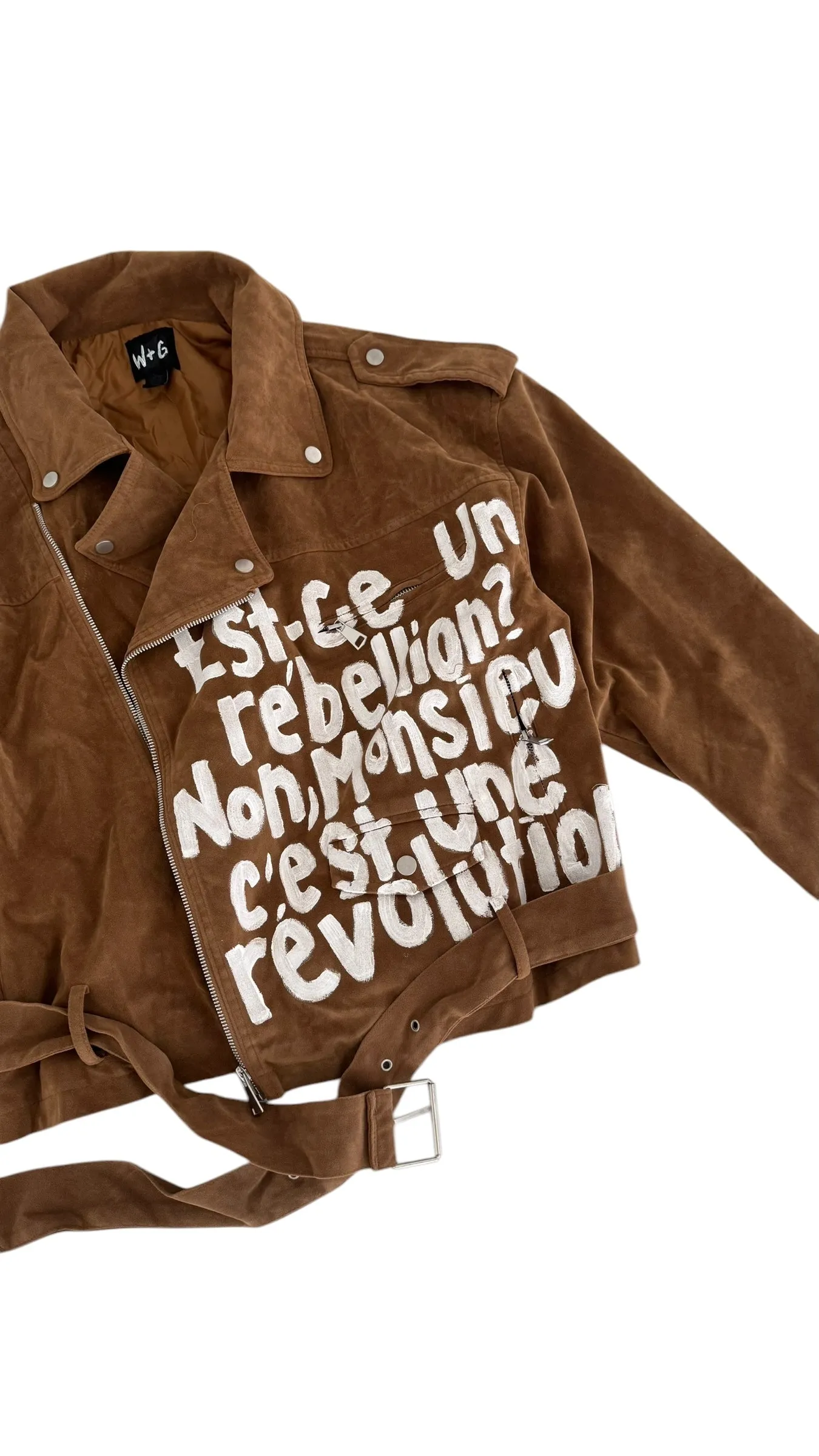 'C'est une Révolution' Painted Moto Jacket