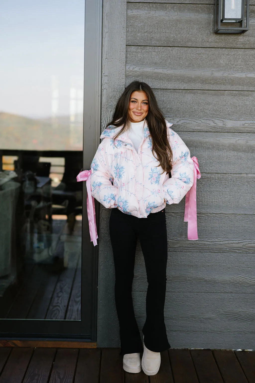 Chelsea Ribbon Puffer- Pink