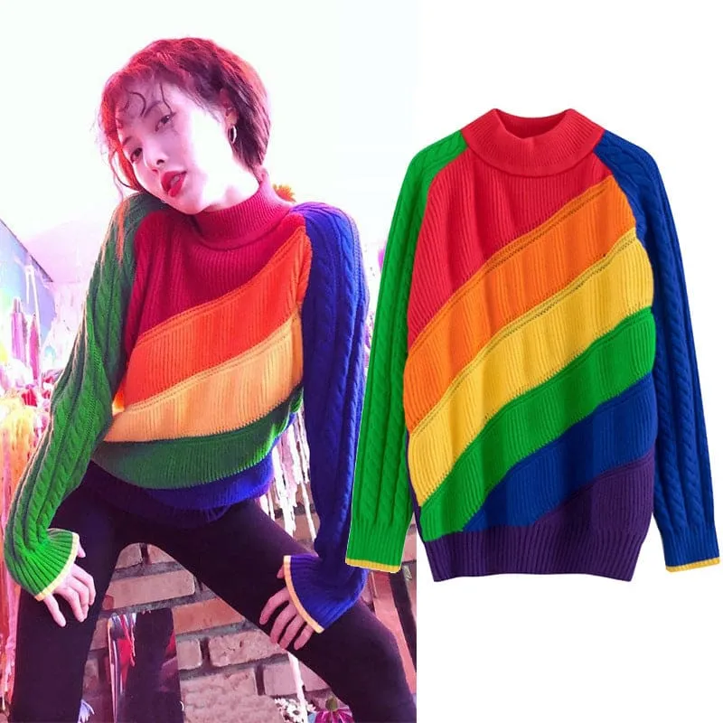 Colorful Ladies Rainbow Sweater for Gay Pride Vibes