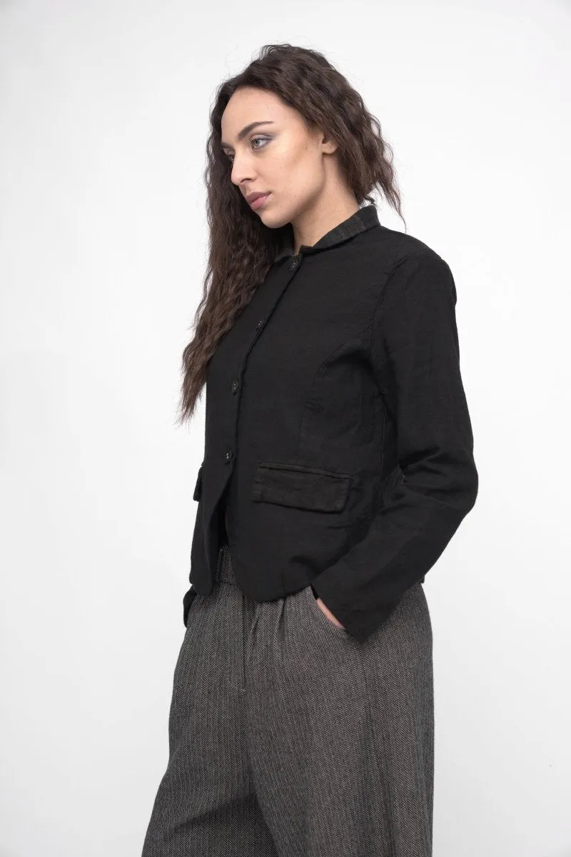 Cotton Linen Blend Cropped Jacket