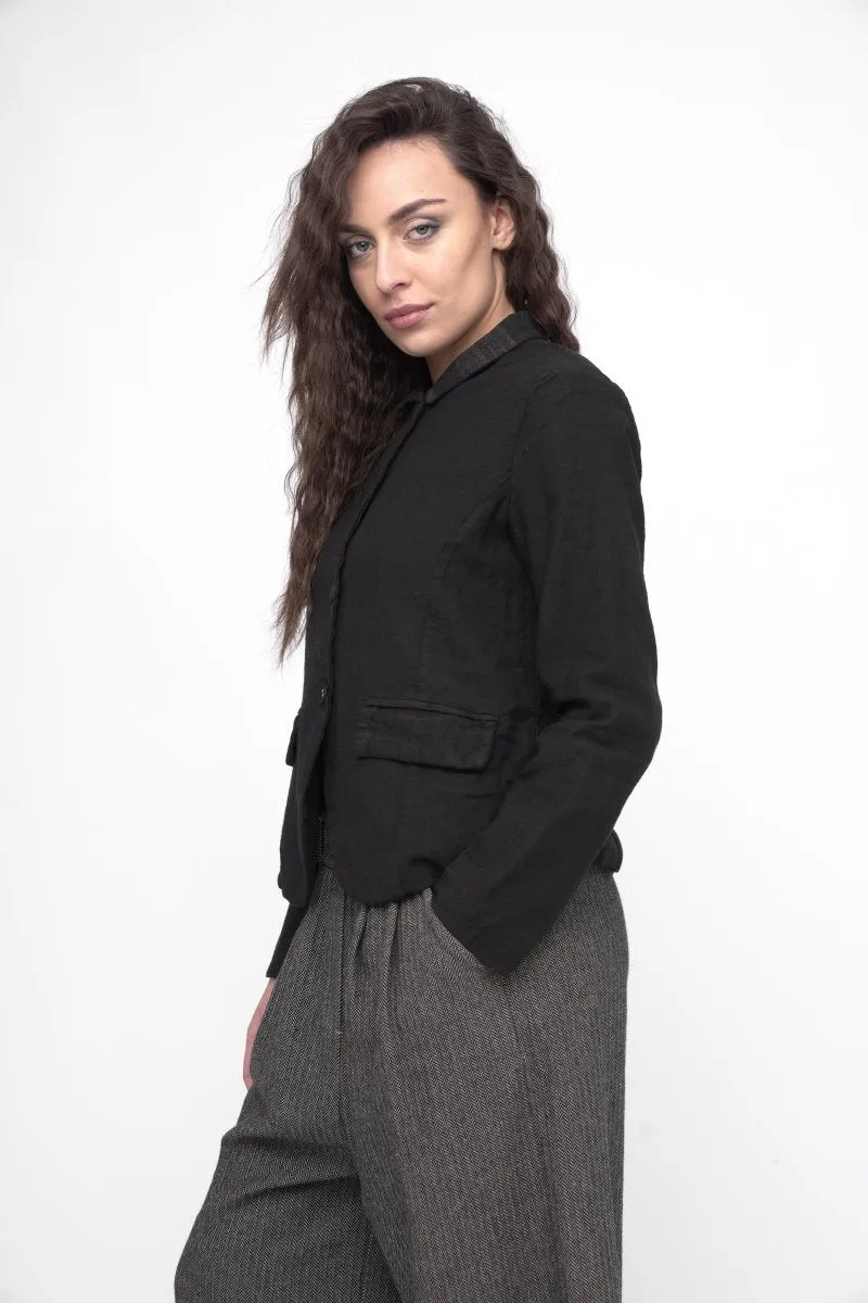 Cotton Linen Blend Cropped Jacket