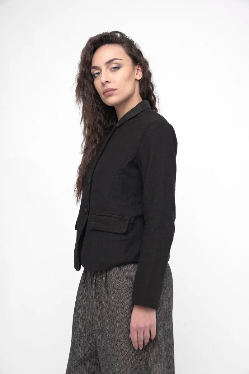 Cotton Linen Blend Cropped Jacket