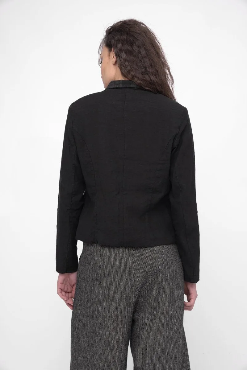 Cotton Linen Blend Cropped Jacket