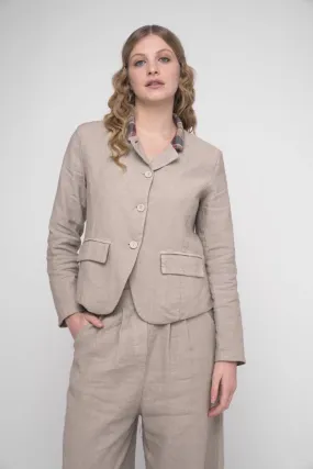 Cotton Linen Blend Cropped Jacket