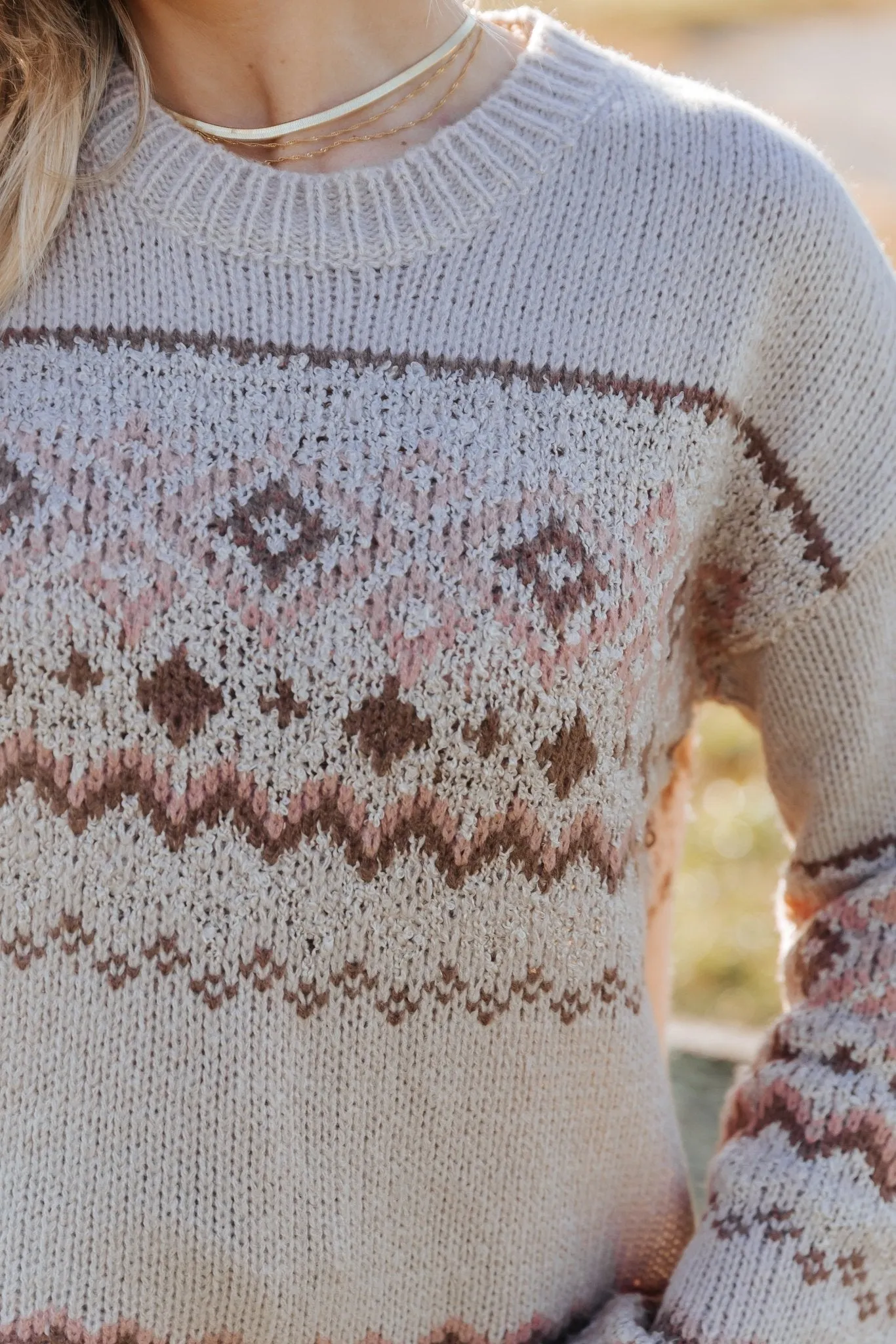 Cozy Mocha Aztec Print Sweater