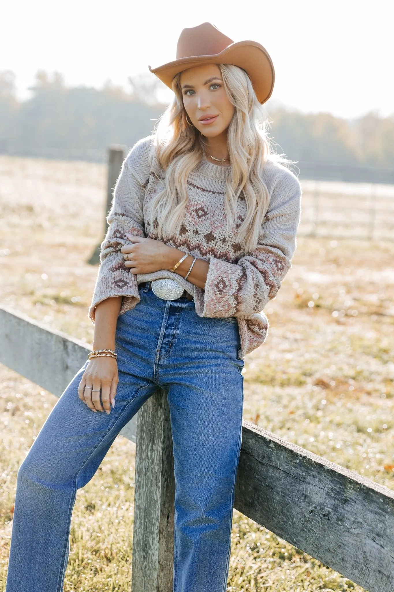 Cozy Mocha Aztec Print Sweater