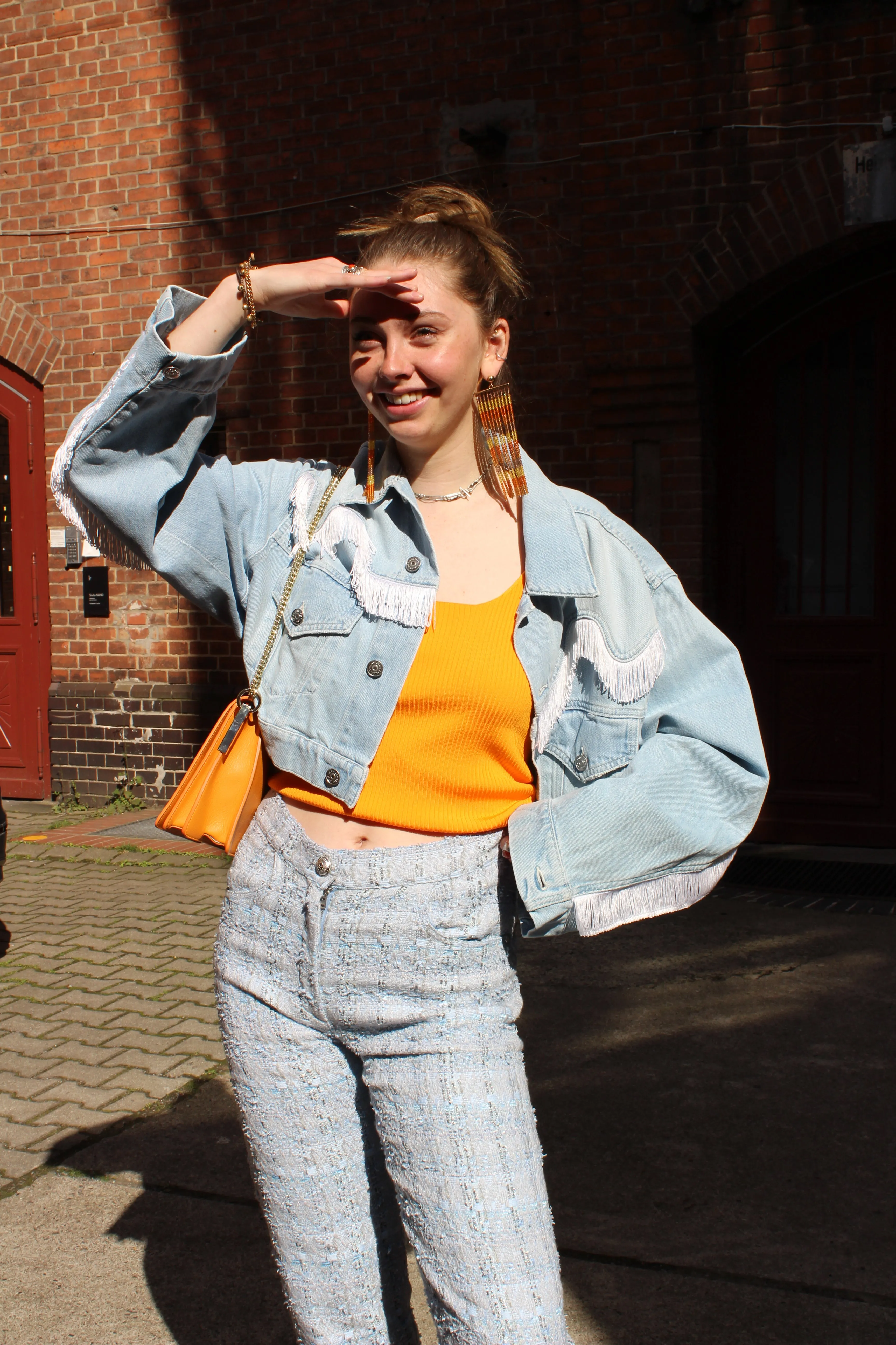 CROPPED FRINGED DENIM JACKET