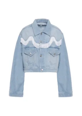 CROPPED FRINGED DENIM JACKET