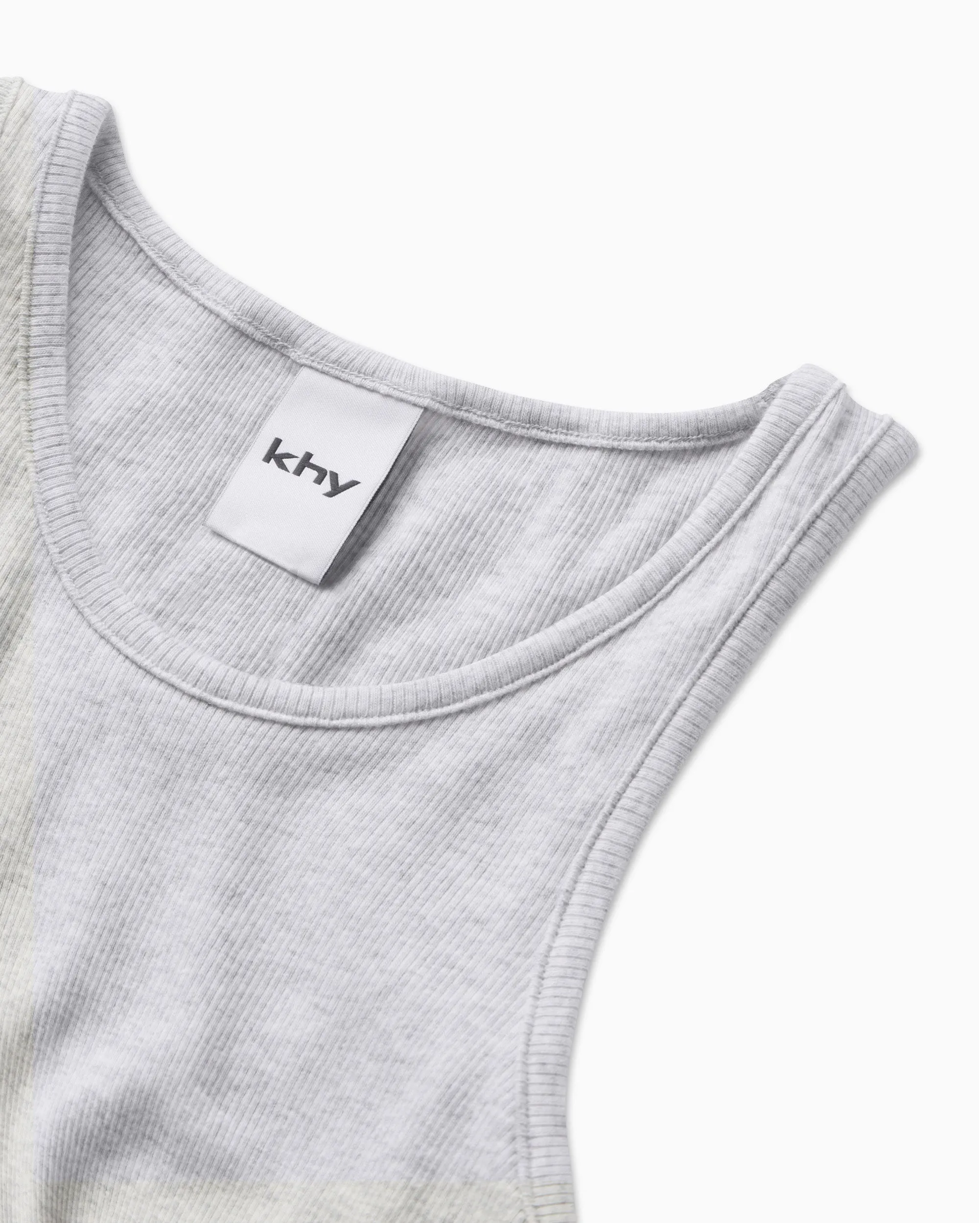 Cropped Raw Hem Rib Tank | Light Heather Grey