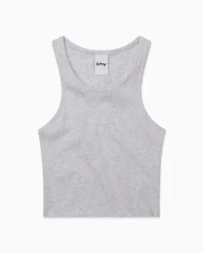 Cropped Raw Hem Rib Tank | Light Heather Grey