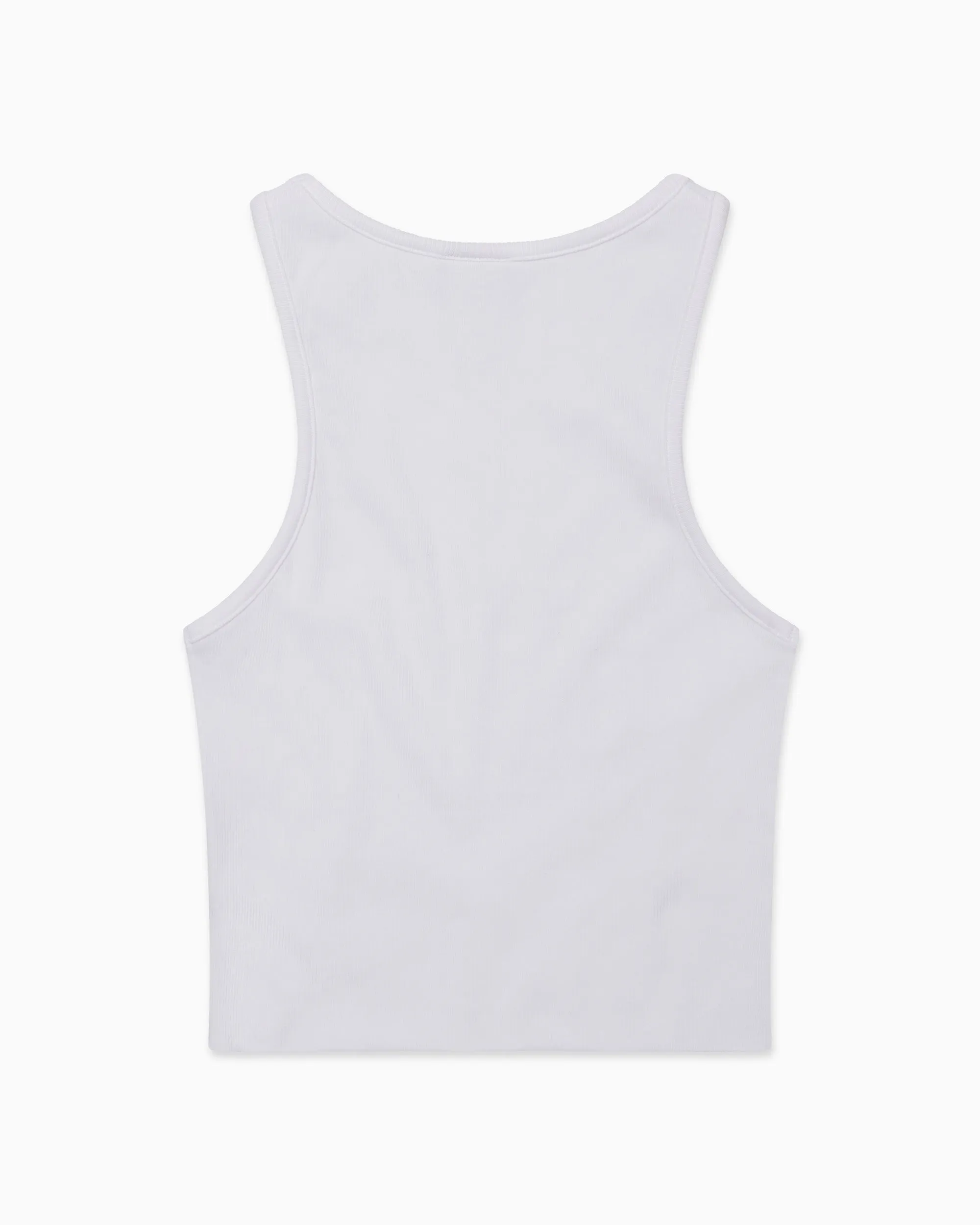 Cropped Raw Hem Rib Tank | White