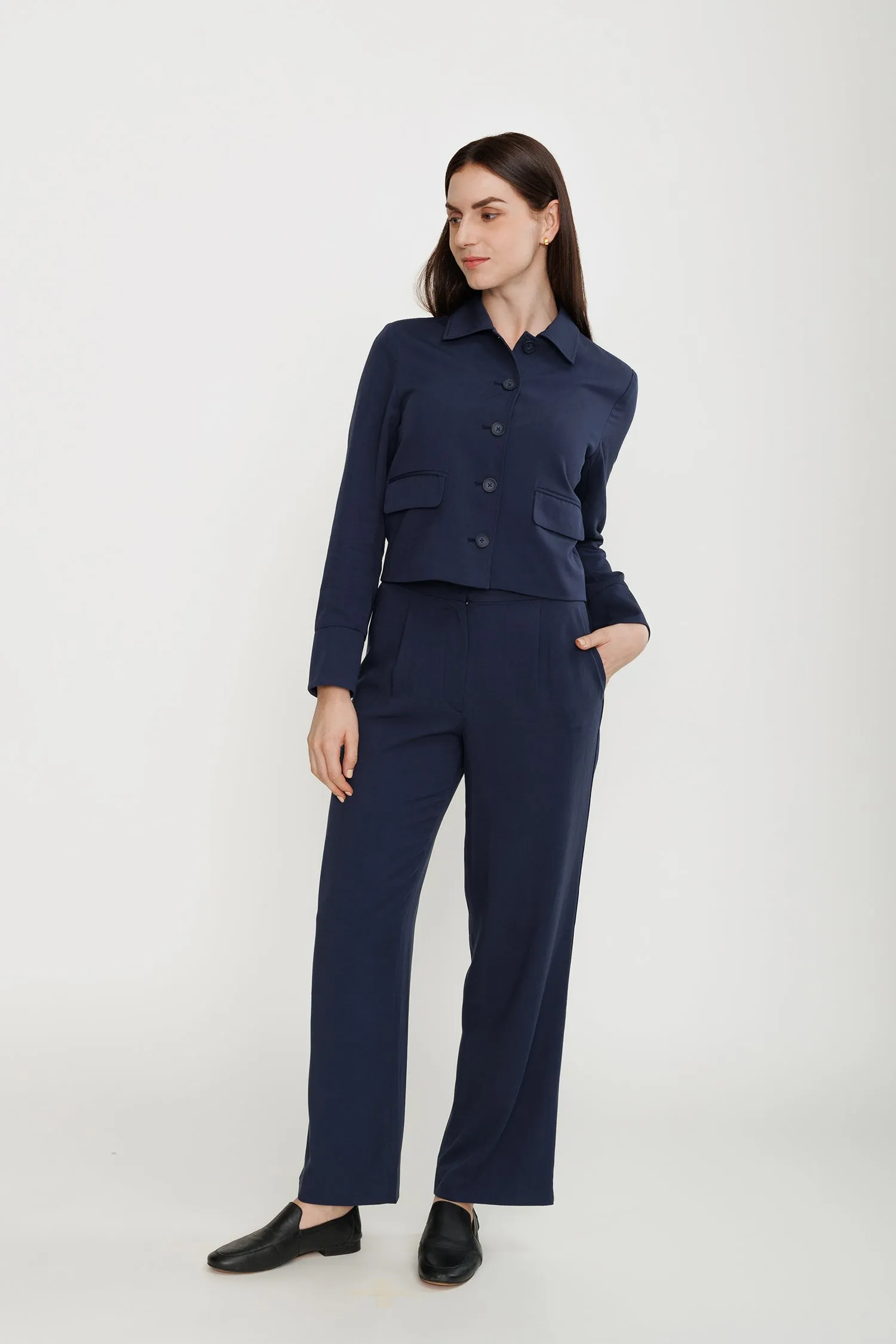 Cropped Tencel Jacket - Deepwater