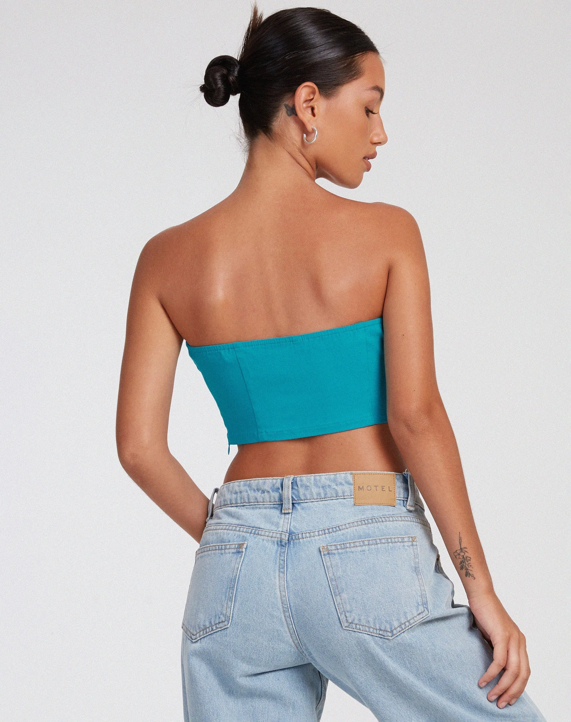 Danela Bandeau Top in Tailoring Azure Blue