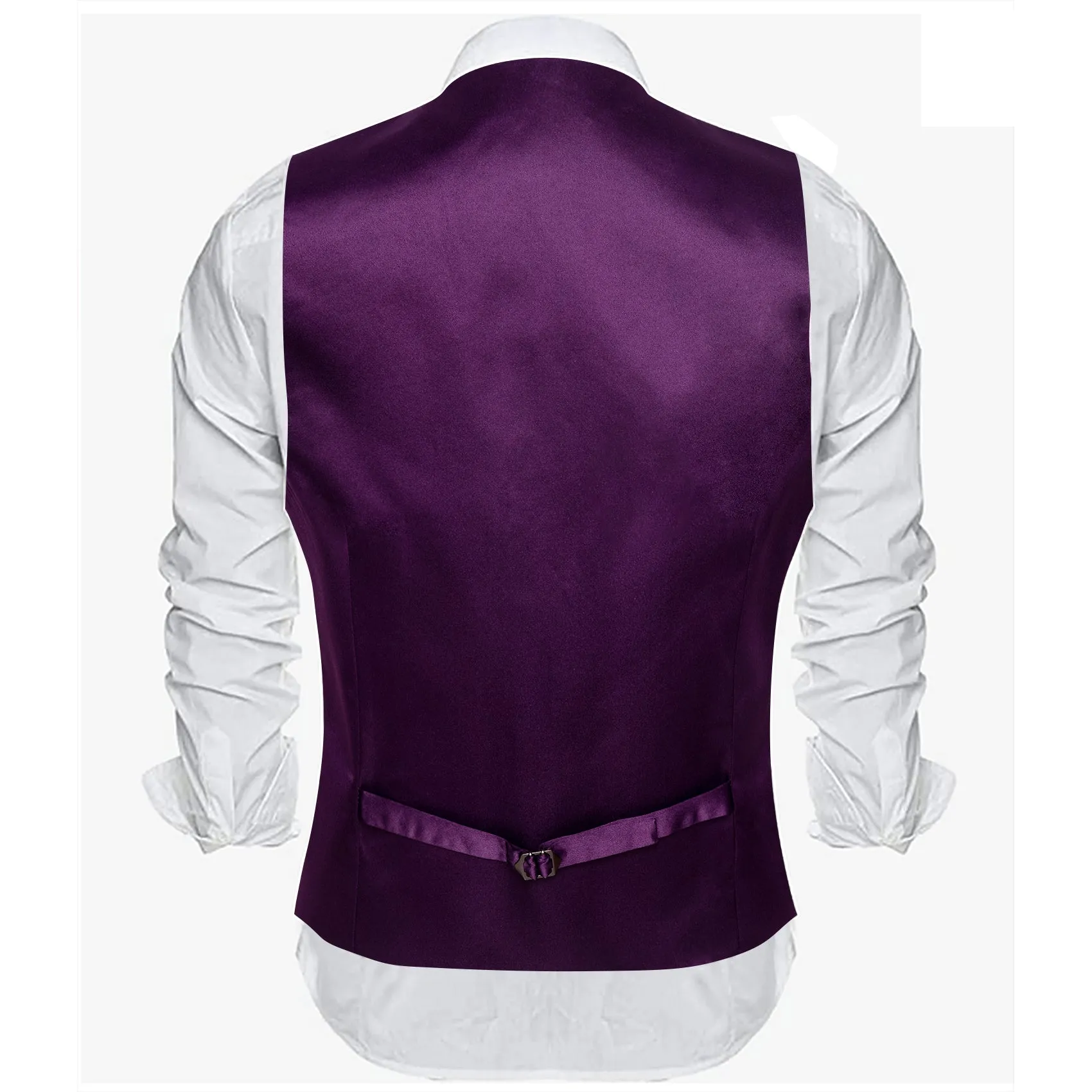 Deep Purple Solid Satin Men's V-Neck Business Vest