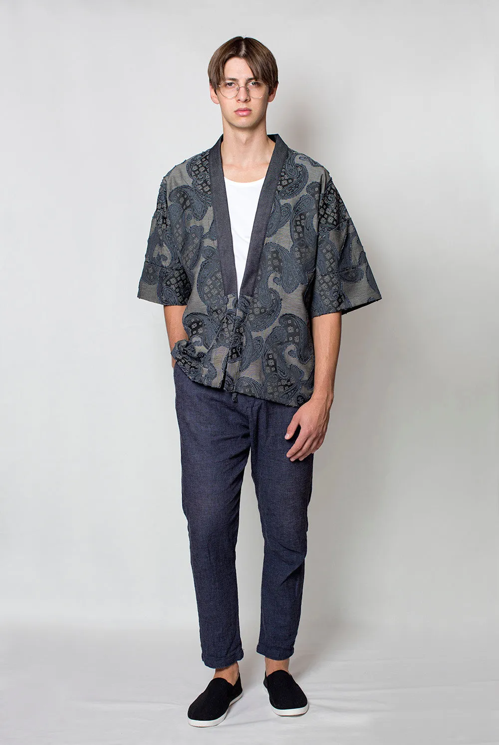 Denim Paisley Print Kimono - M Unisex