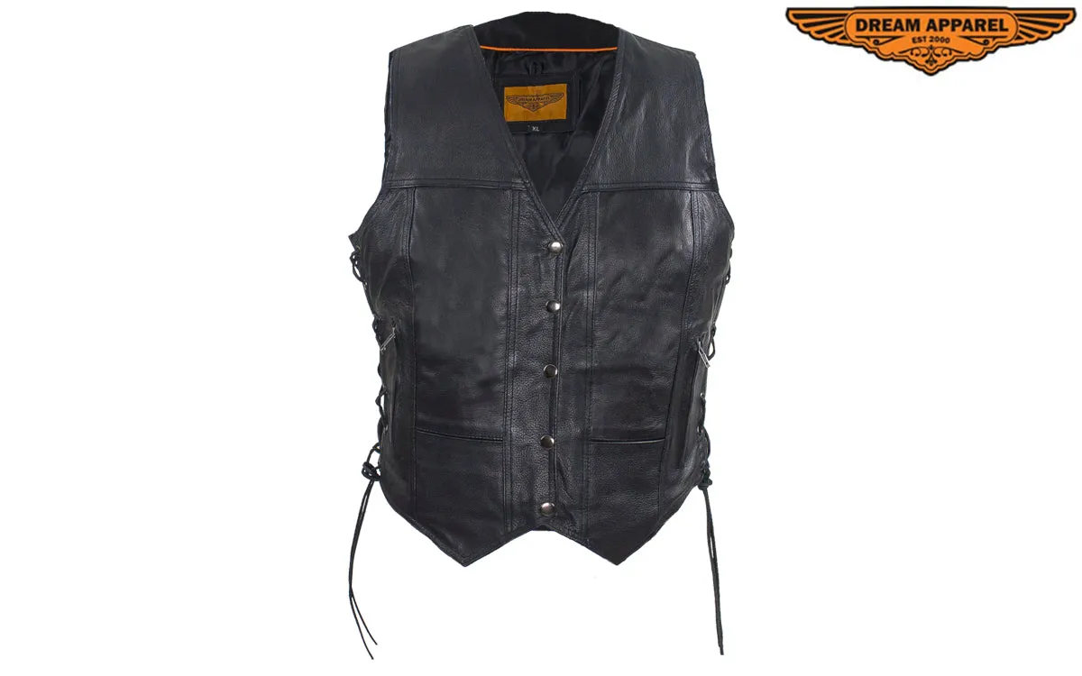 Dream Apparel Concealed Carry Pocket Vest with Small Studded Pink Butterfly