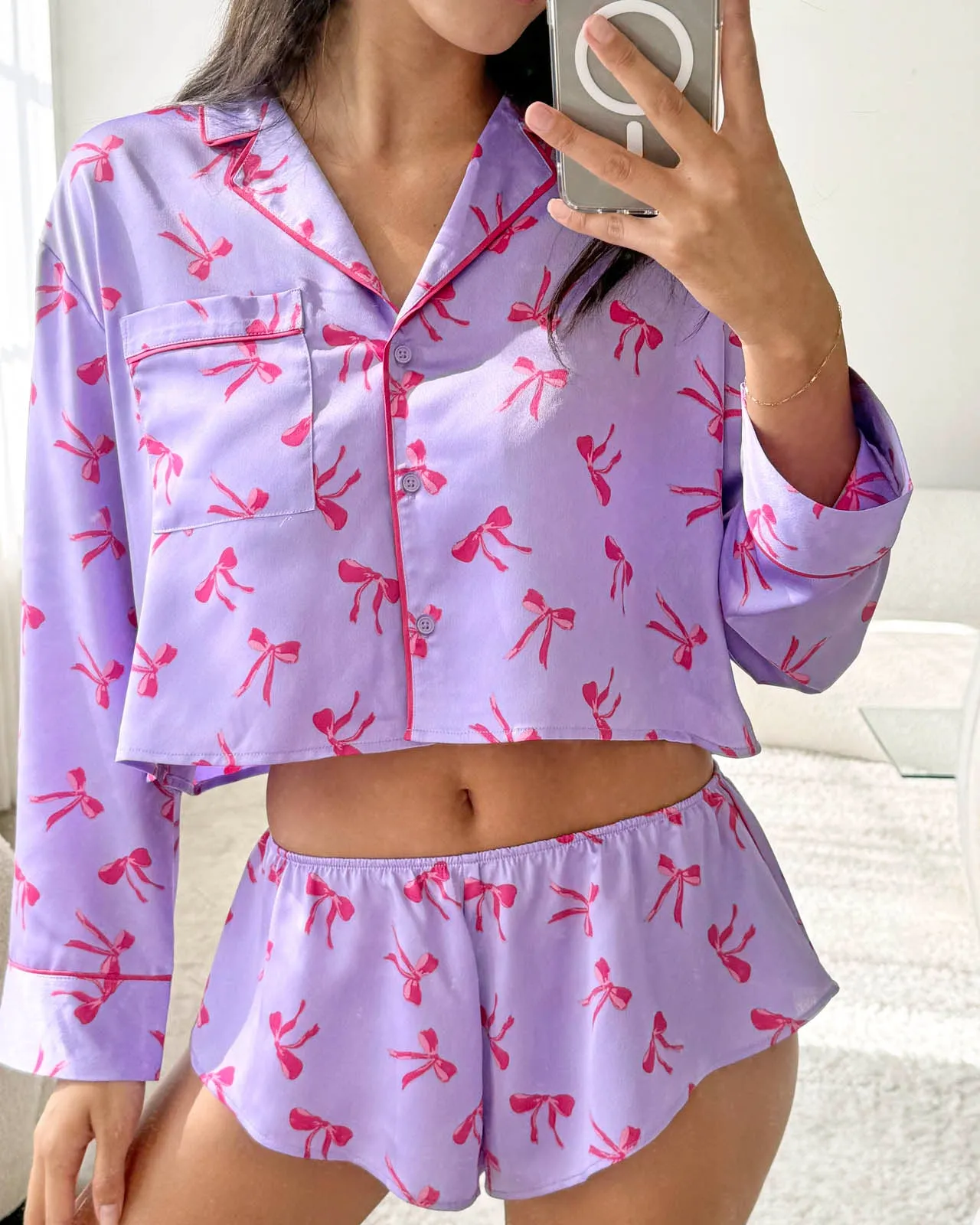 Dream Bow Crop Sleep Shirt