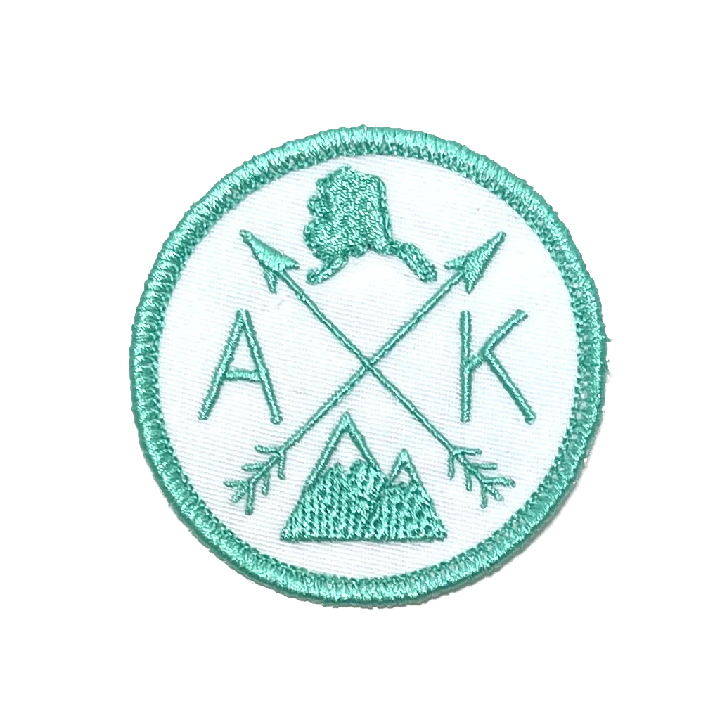 Embroidered Iron-On Custom State Patch - Aqua & White