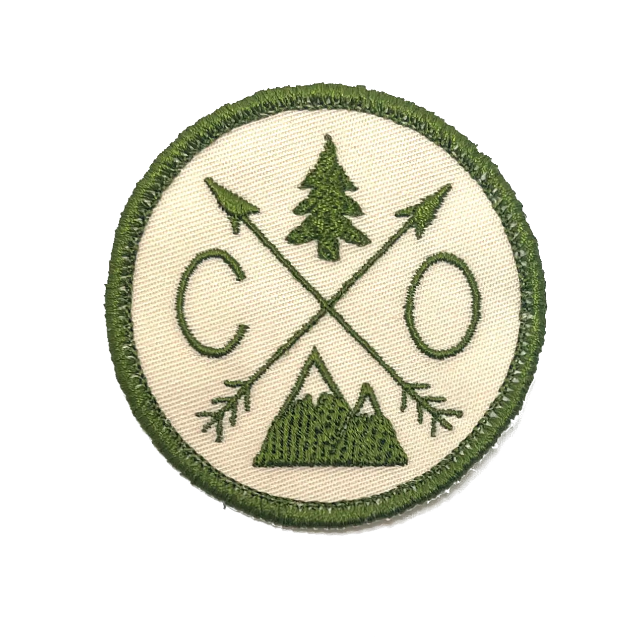 Embroidered Iron-On Custom State Patch - Olive Green & Cream