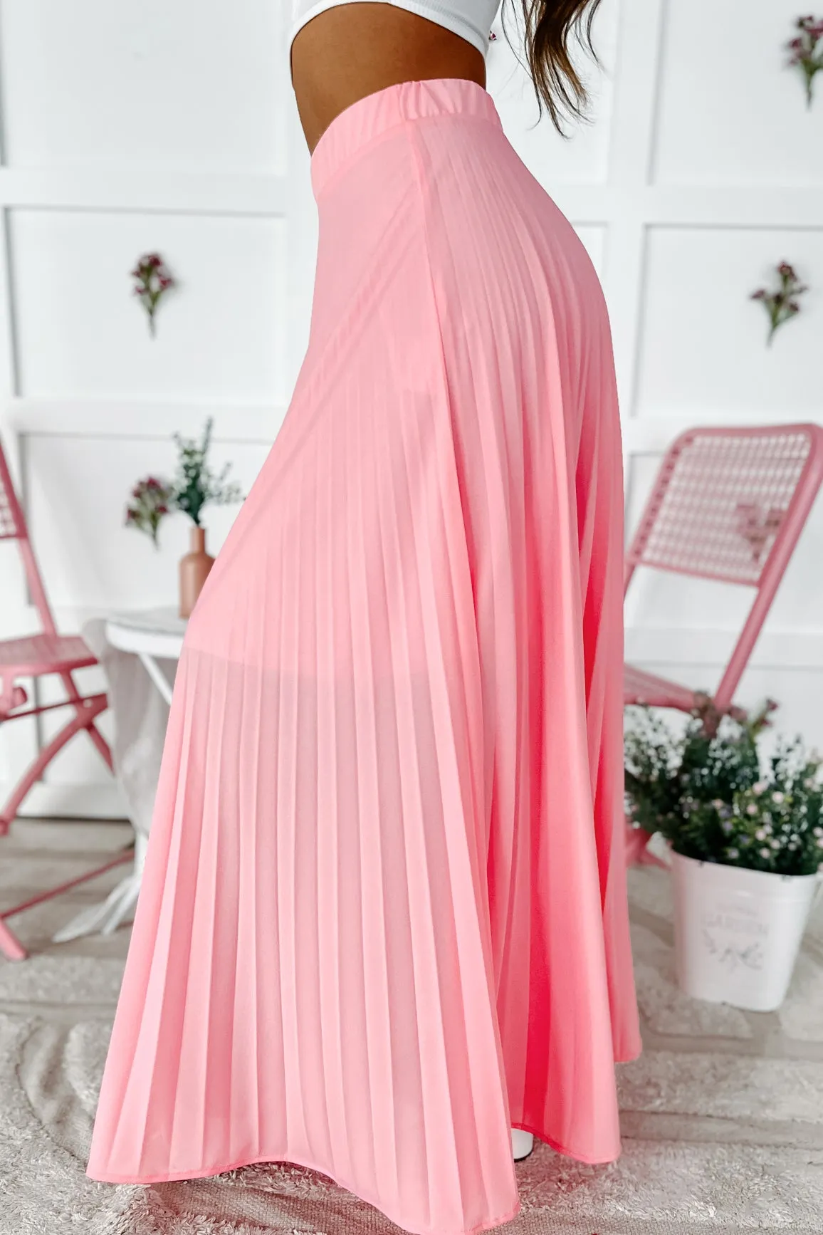 Endless Affection Pleated Maxi Skirt (Rose Pink)