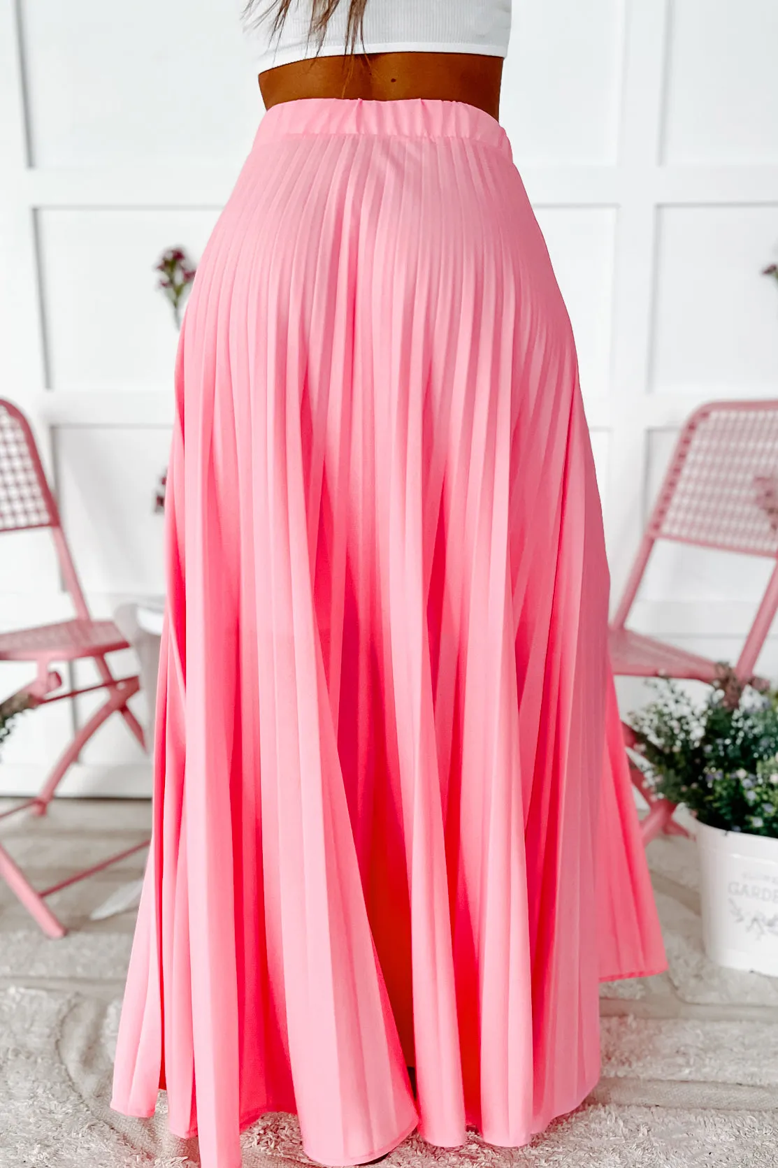 Endless Affection Pleated Maxi Skirt (Rose Pink)