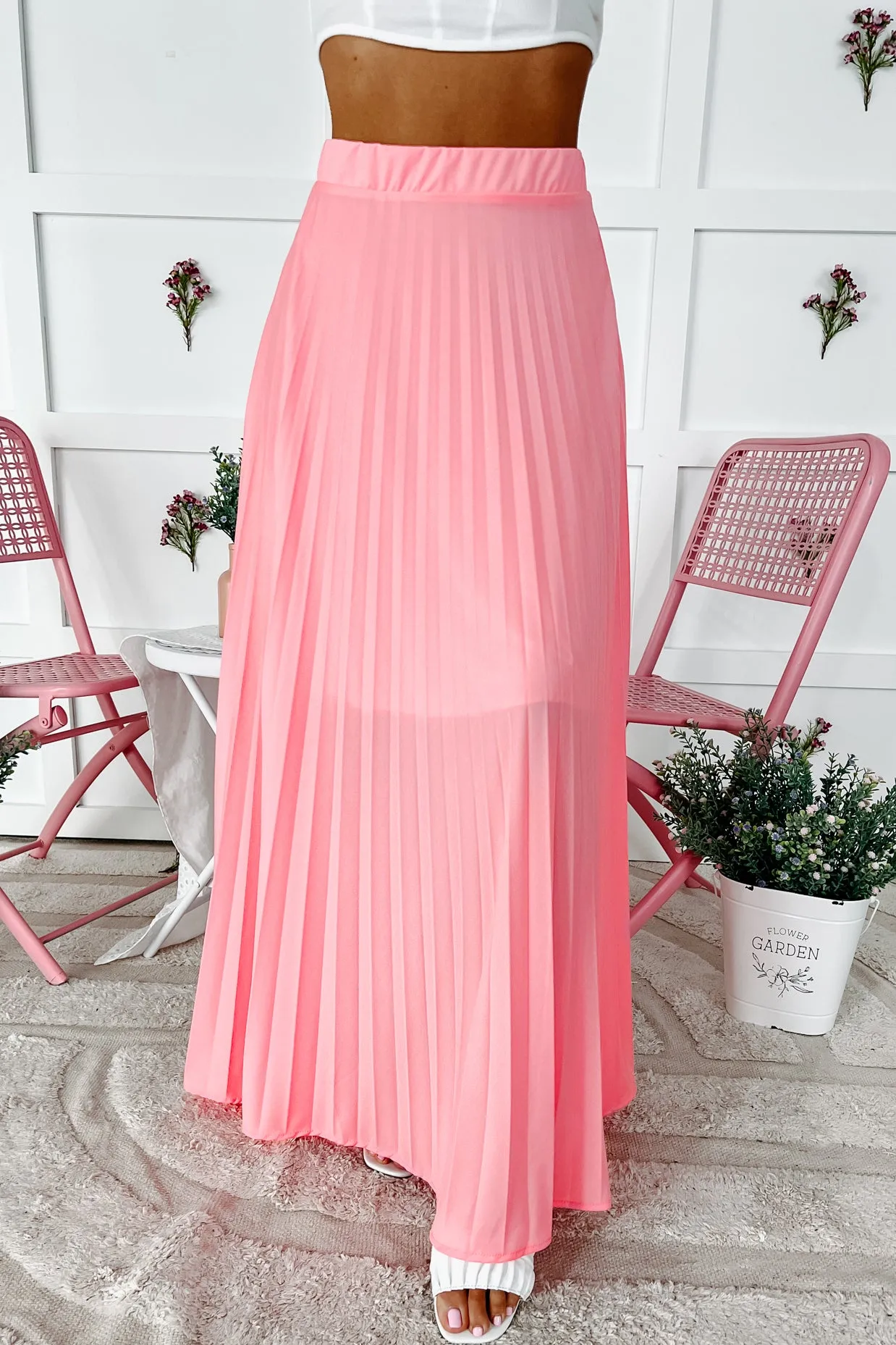 Endless Affection Pleated Maxi Skirt (Rose Pink)