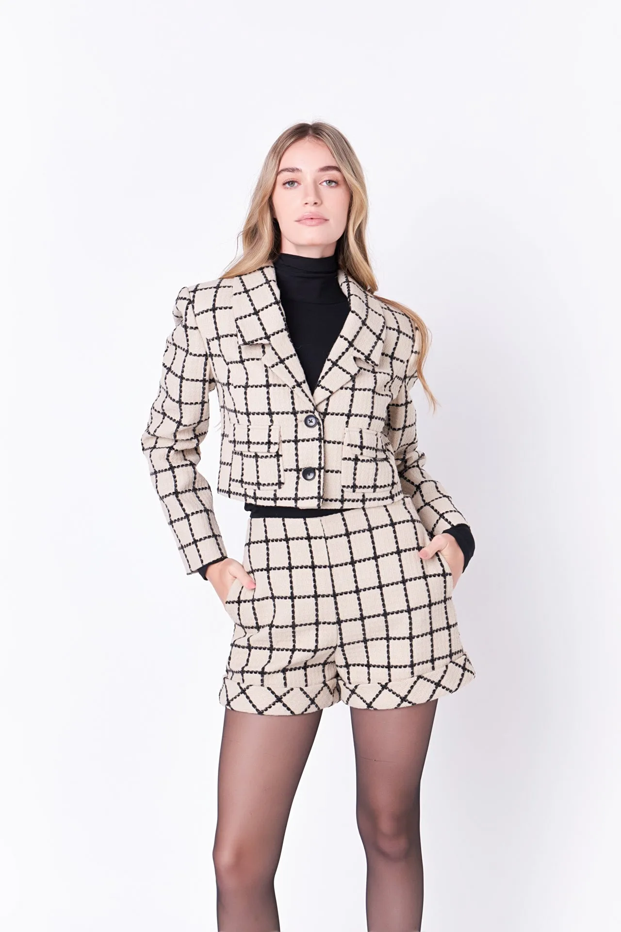 English Factory - Plaid Cropped Blazer