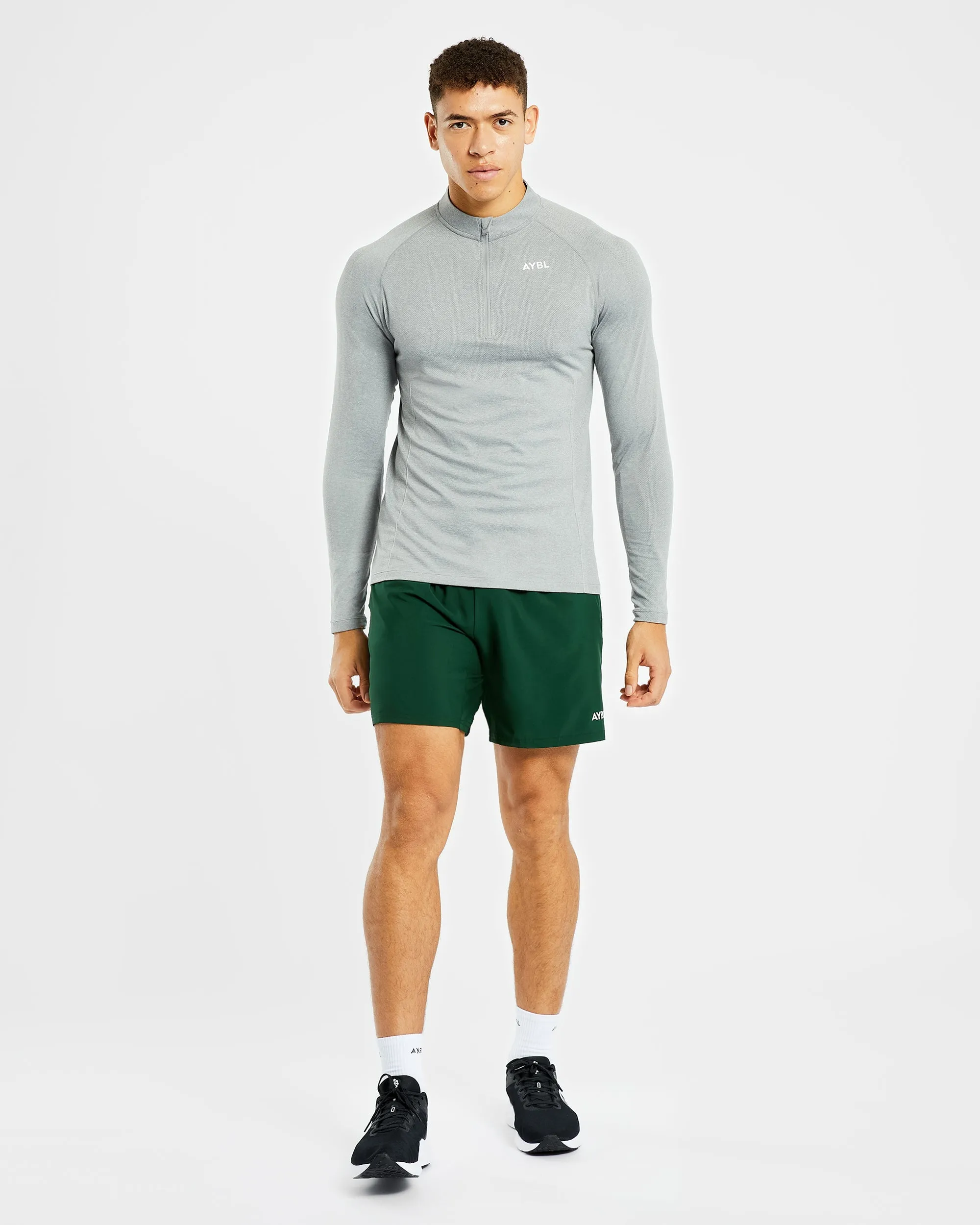 Essential Seamless 1/4 Zip Pullover - Grey Marl