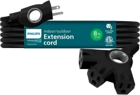 Ezgrip Outdoor Extension Cord with Multiple Outlets, Grounded 3 Prong Cord, Short Extension Cord Indoor with Multiple Outlets, Heavy Duty Extension Cord, 8 Ft, 16 AWG, Black, SPC3083EZ/37