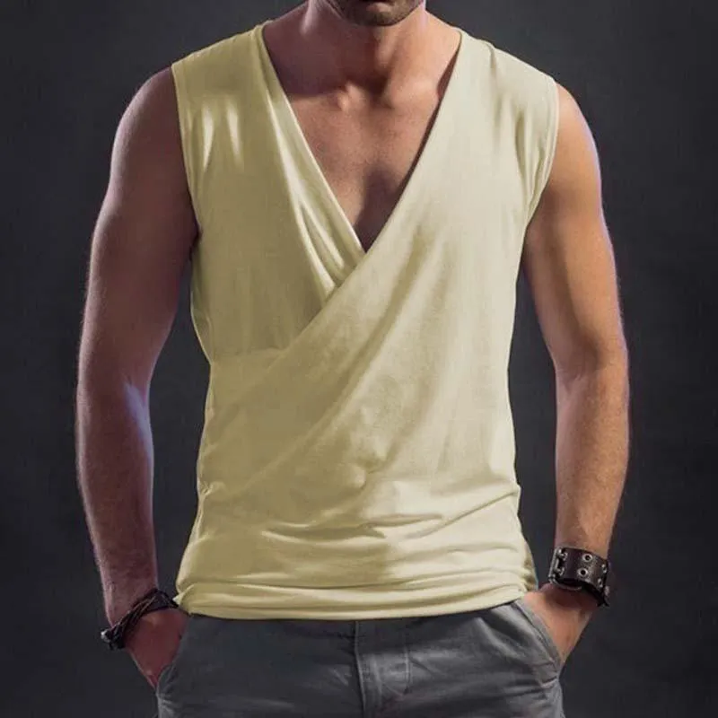 Fashionable Simple Large V-neck Sleeveless T-shirt Vest