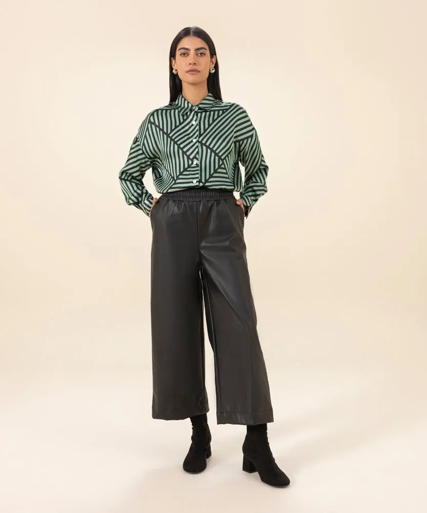 Faux Leather Pull-On Culottes