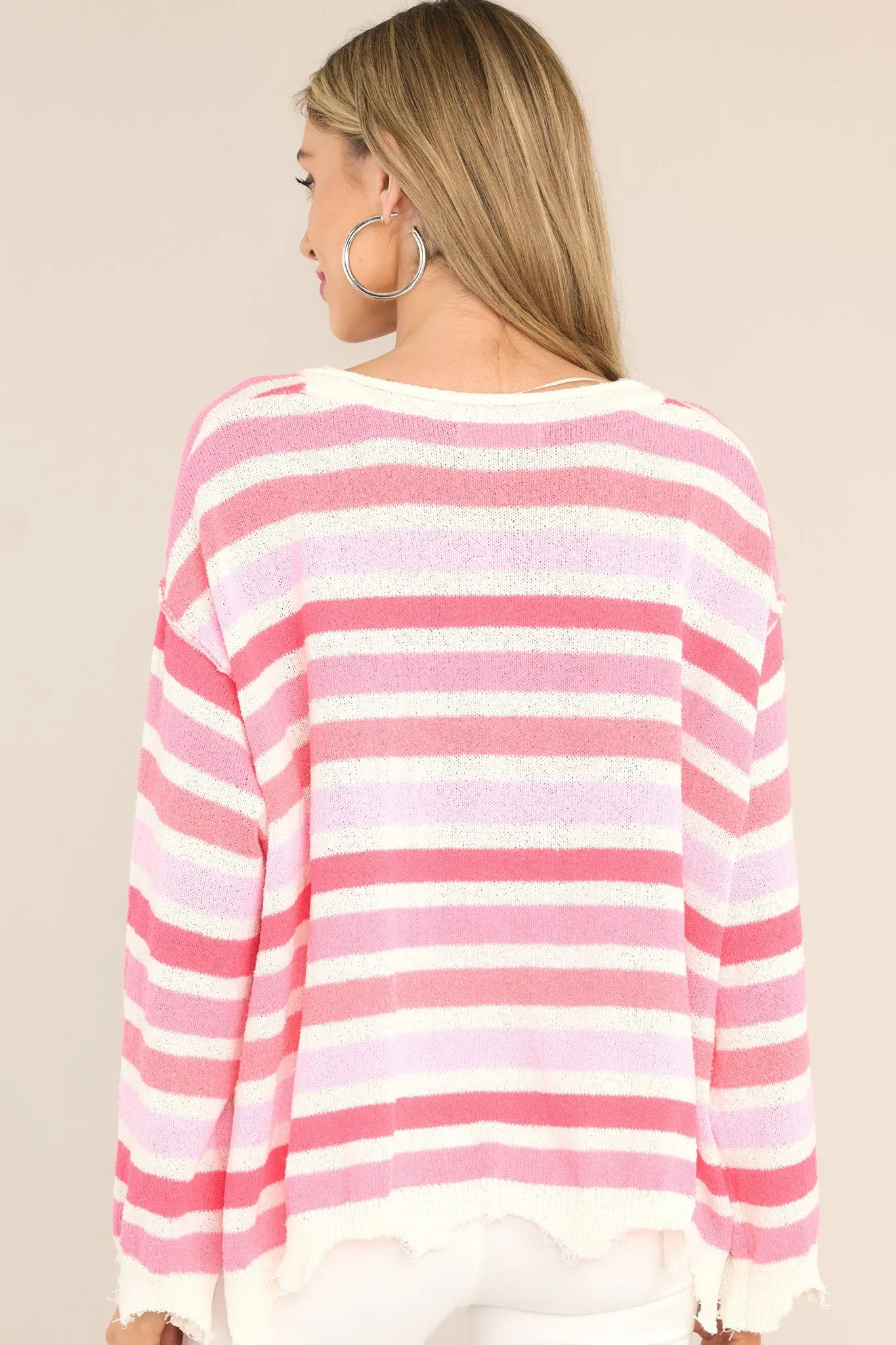 Finding My Love Pink Striped Sweater