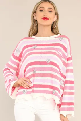 Finding My Love Pink Striped Sweater