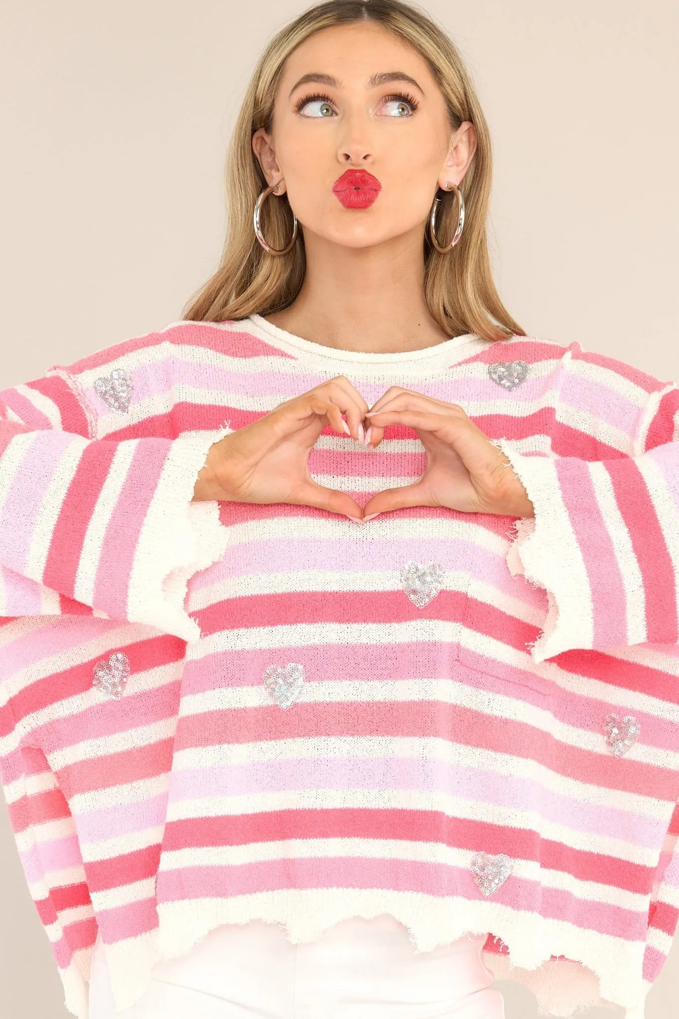 Finding My Love Pink Striped Sweater