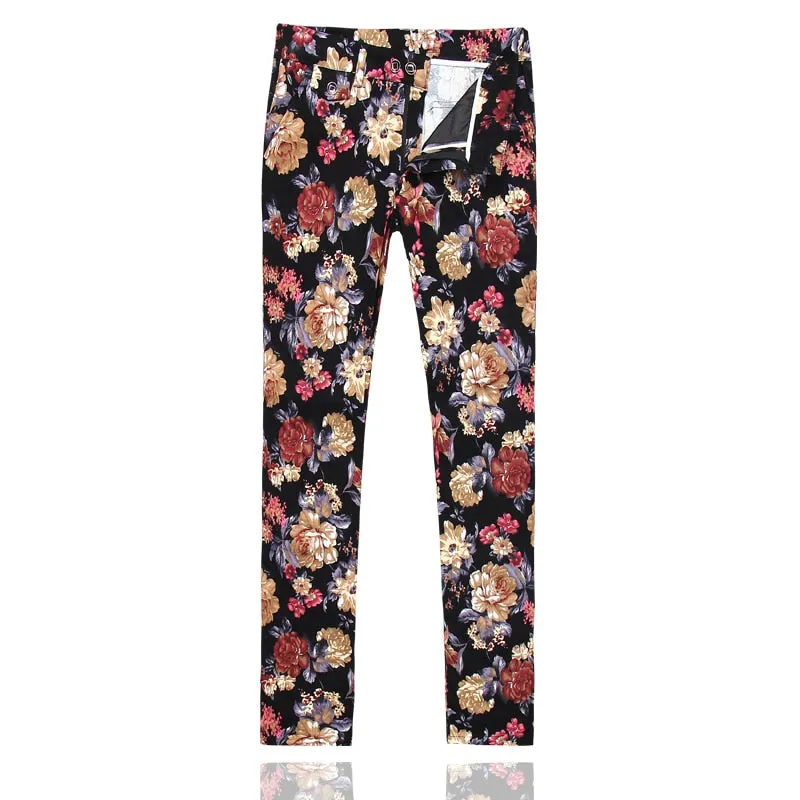 Floral Chic Single Breasted Jacket Pant Suits