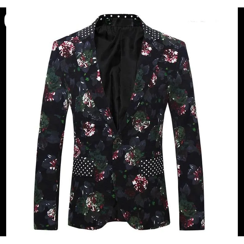 Floral Chic Single Breasted Jacket Pant Suits