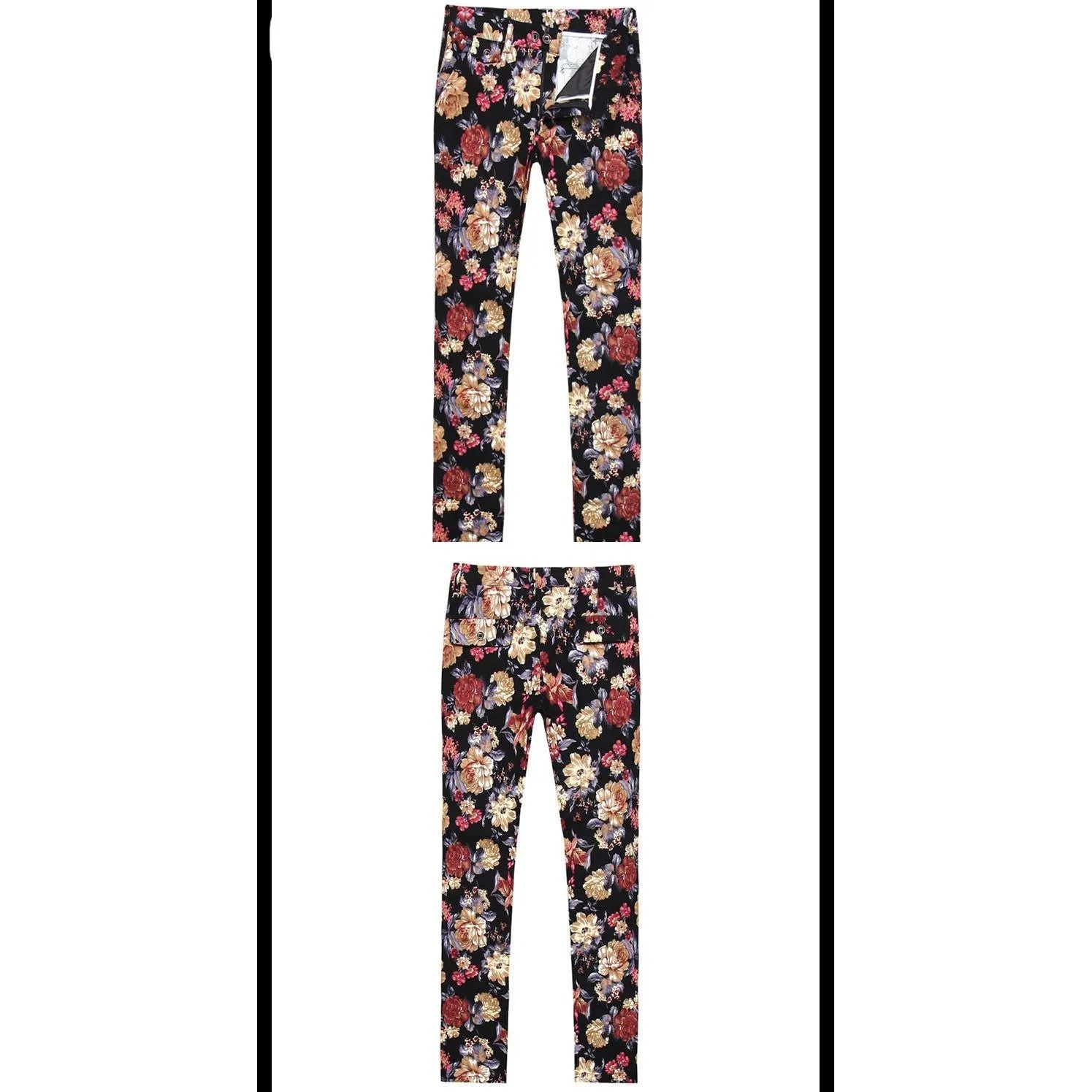 Floral Chic Single Breasted Jacket Pant Suits