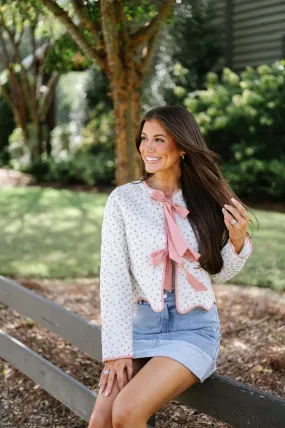 Floral Quilted Bow Jacket-Pink Floral