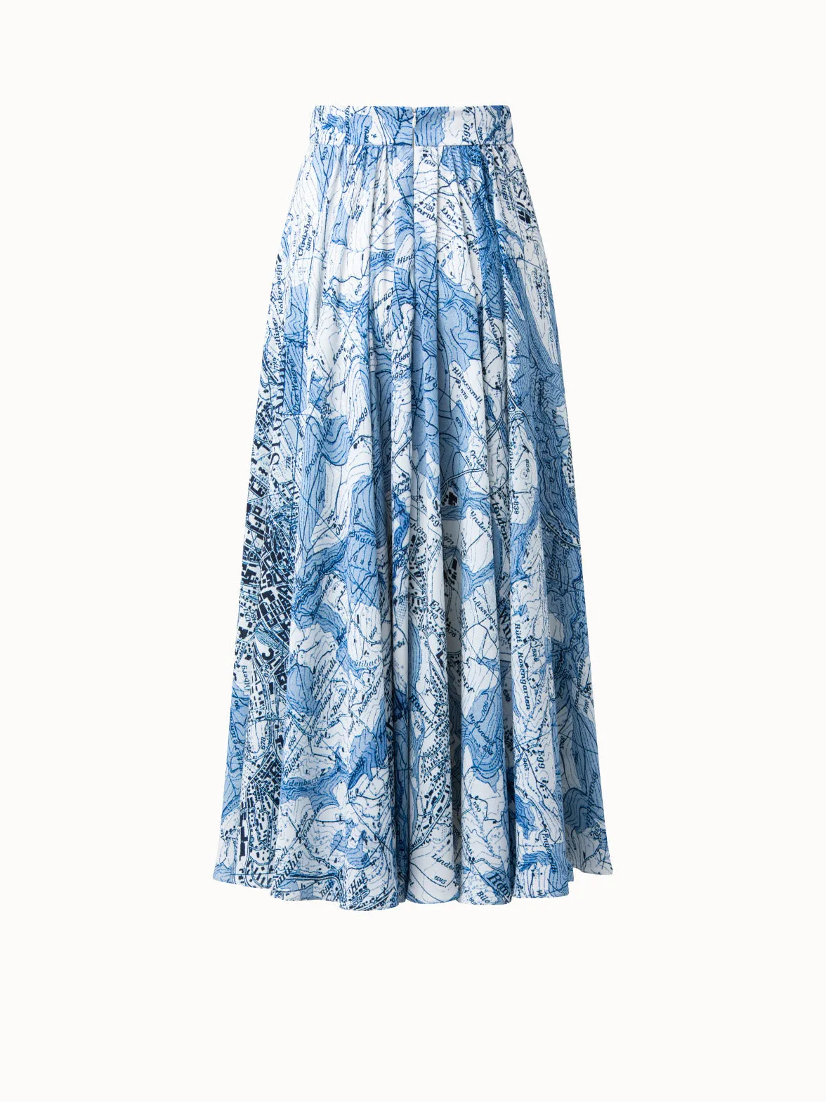 Georgette Pleated St. Gallen Map Print Skirt