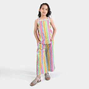 Girls Cotton Poplin Co-ord Zigzag Fusion-Multi