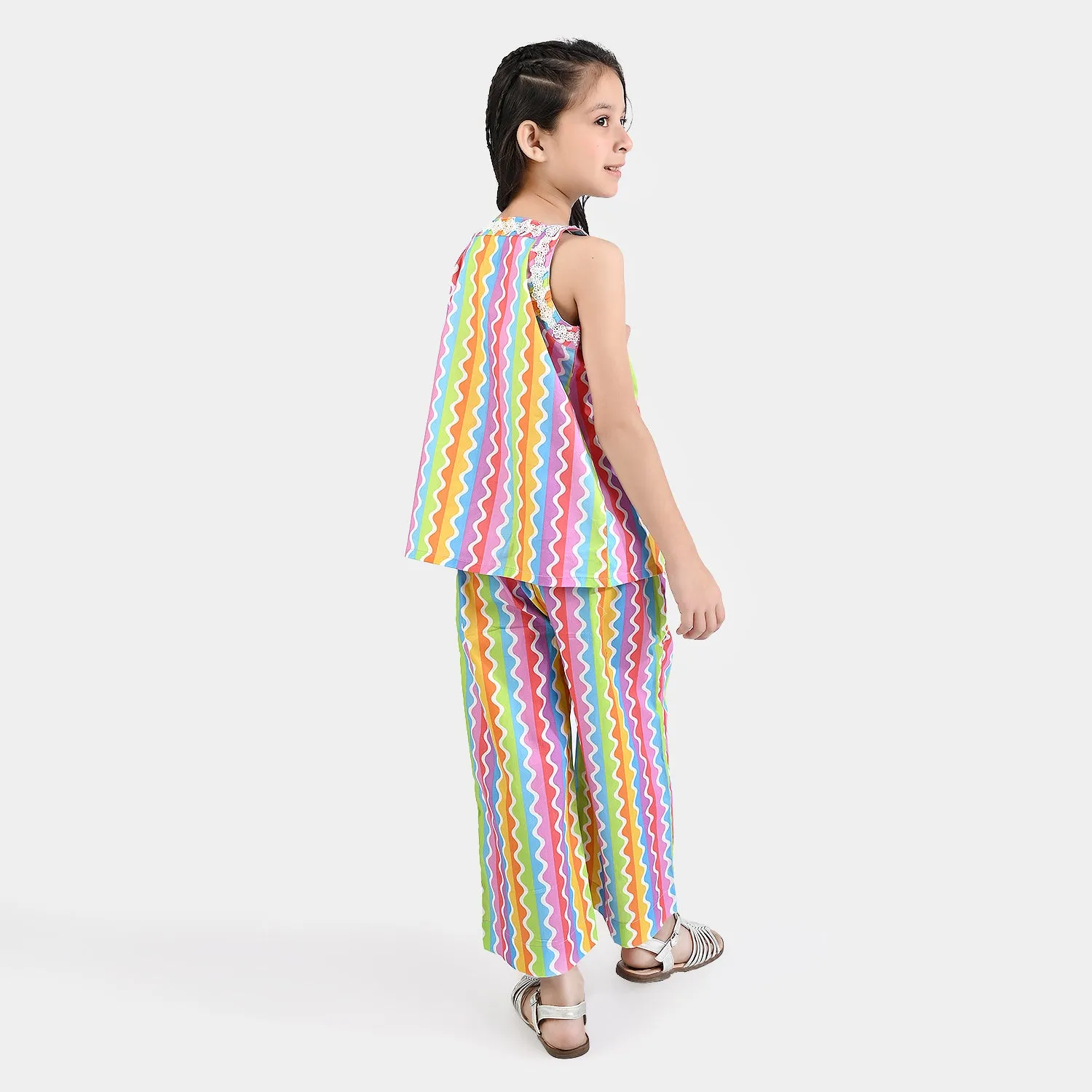 Girls Cotton Poplin Co-ord Zigzag Fusion-Multi