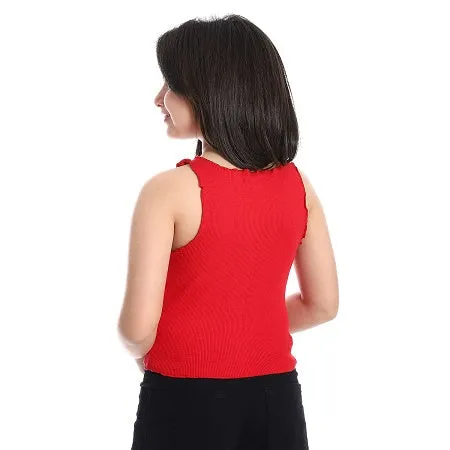 Girls' Fashionable Crop Top Cotton Chic & Casual - Red