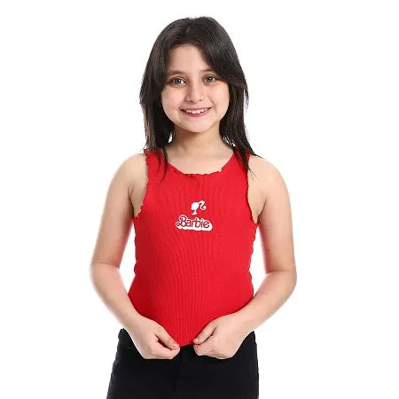 Girls' Fashionable Crop Top Cotton Chic & Casual - Red