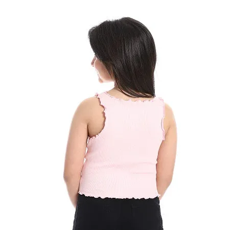 Girls' Fashionable Crop Top Cotton Chic & Casual - Rose