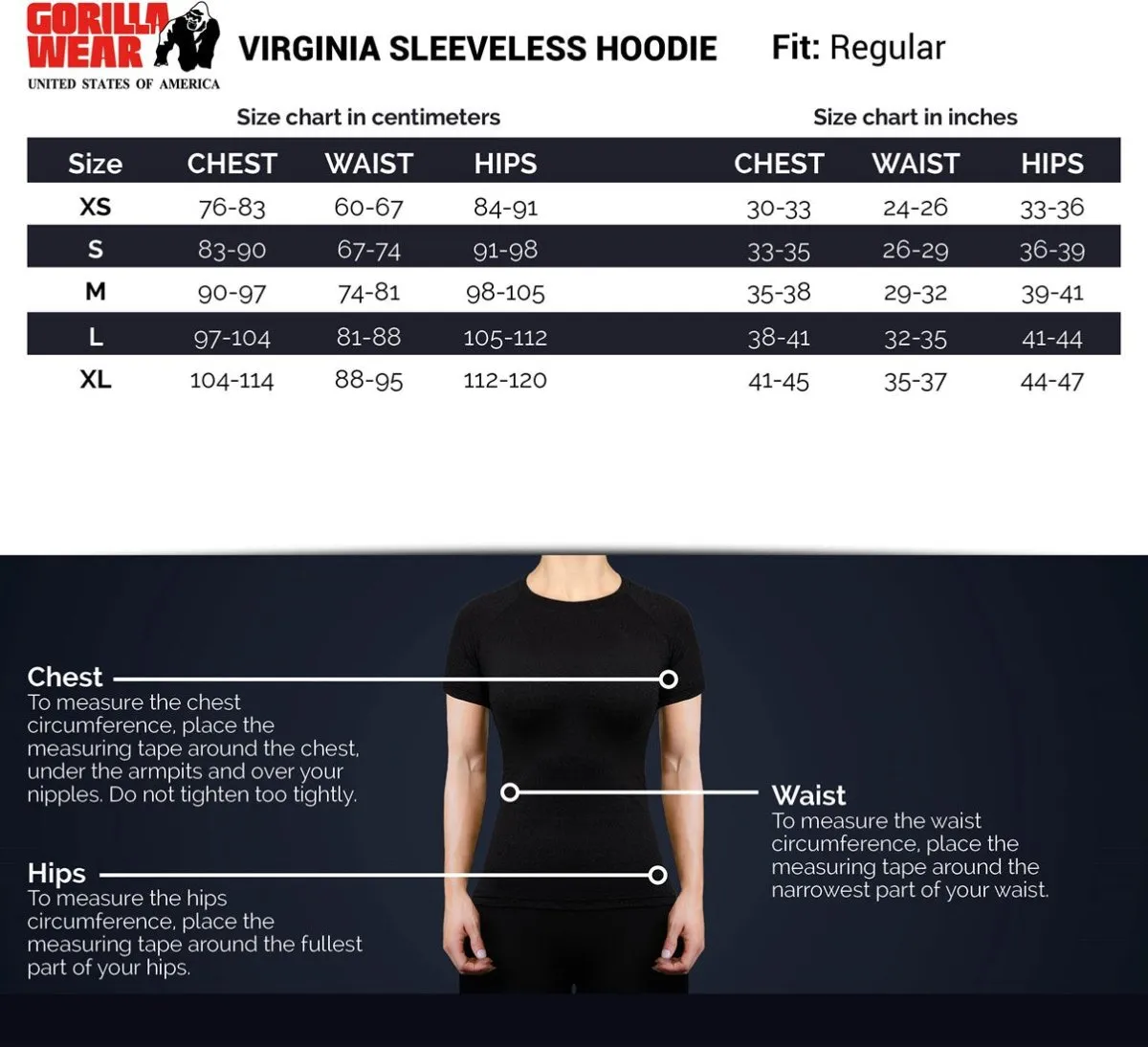 Gorilla Wear Virginia Sleeveless Hoodie - Black