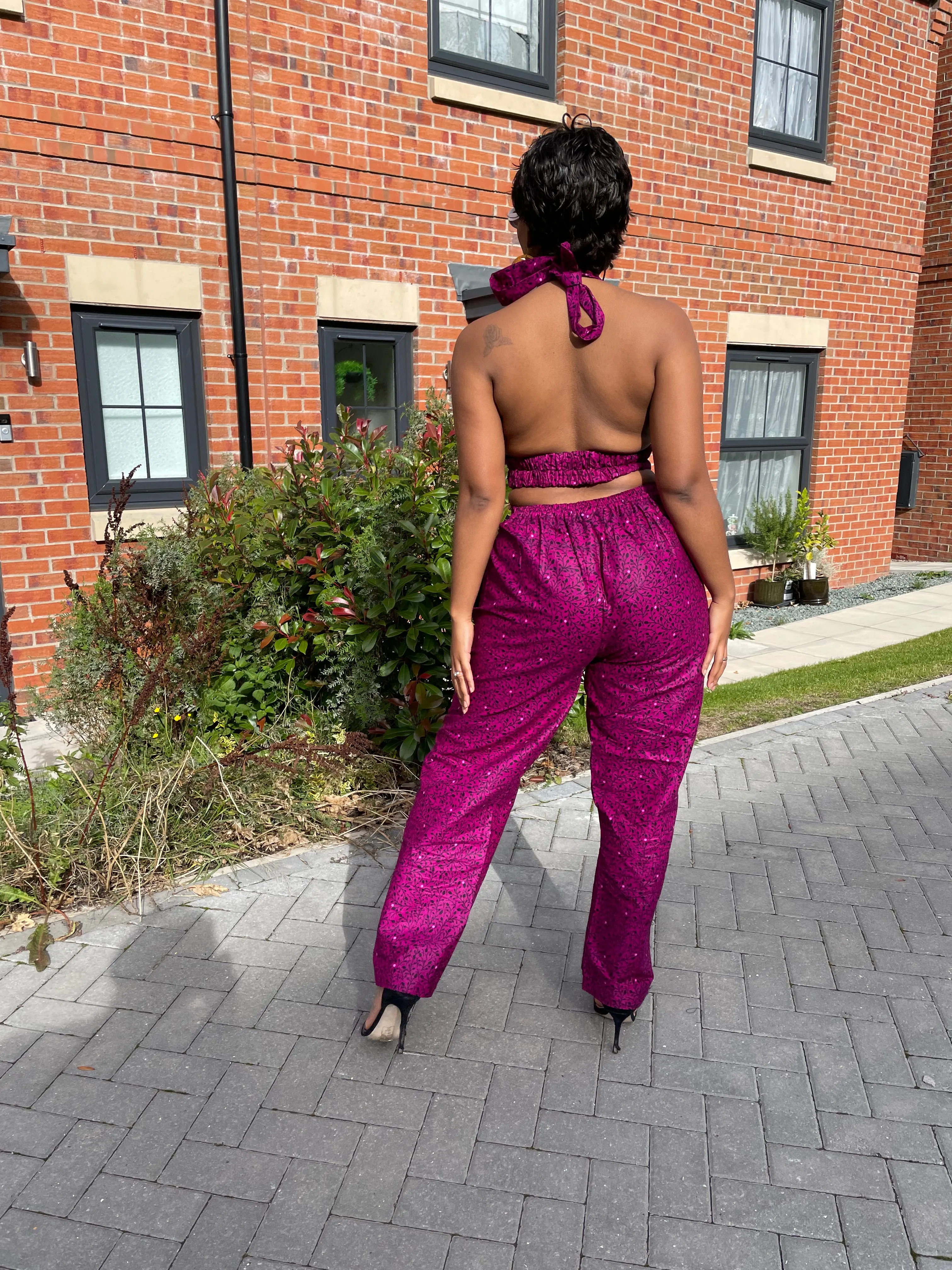 Gracie Ankara High Waisted Trouser | Fuchsia Pink African Print