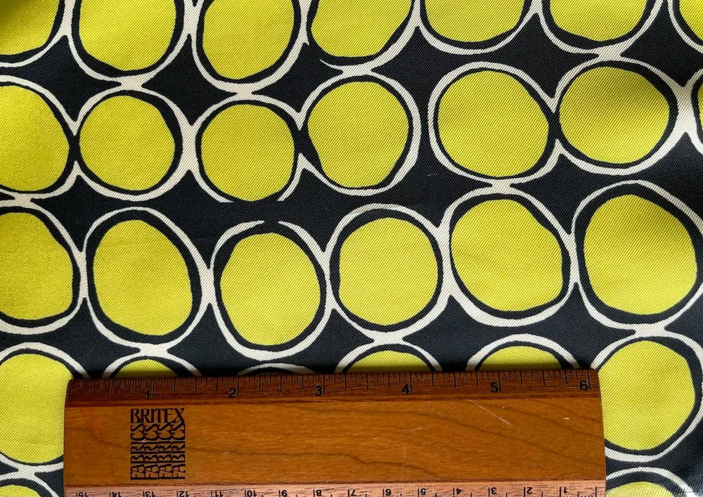 Graphic Lemon Drop Silk Twill (Made in Italy)